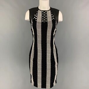 Yigal Azrouel Black and Cream Striped Mini Dress